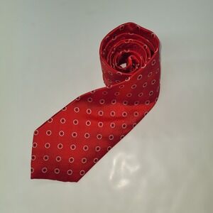 Chaps Tie Men Red Polka Dot Silk‎ Handmade Necktie Preppy Office Valentine